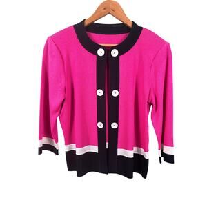 Ming Wang Amica Sweater Jacket Women Size Small Yarn Blackpink Open Front Casual